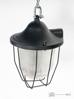 Black aluminum pendant lamp.