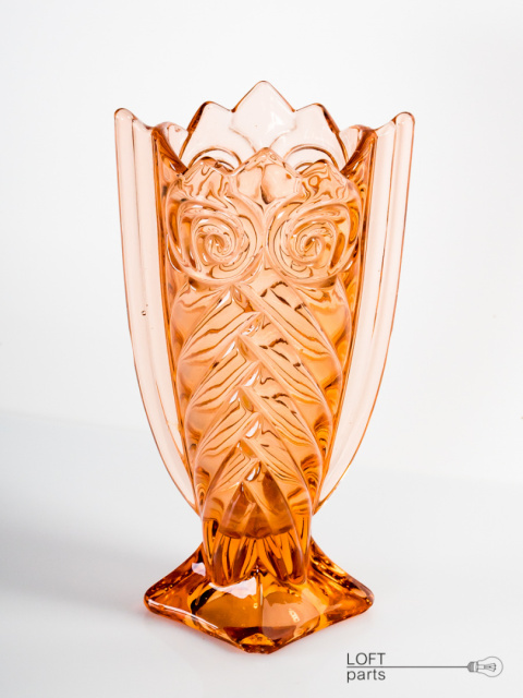 rozalinowy vase owl Krosno glassworks rozalinowy vase owl Krosno glassworks