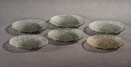 Set of saucers ''Ice Grit'' Prądniczanka Glassworks