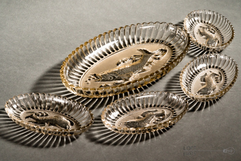 old glass herring plates