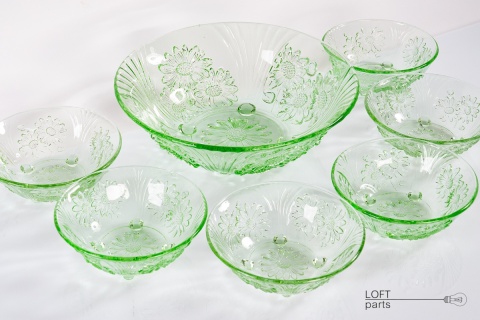 zestaw deserowy szkło prasowane