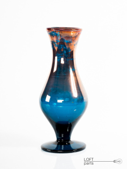 kobaltowy miedziowany wazon huta szkła hortensja
