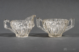 Milk jug and sugar bowl Ząbkowice Glassworks