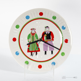 Porcelain wall clock PRL folk costume