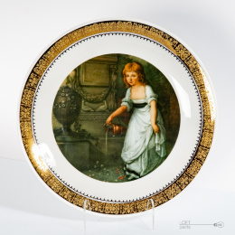 Platter portrait of Krystyna Potocka porcelain Wałbrzych