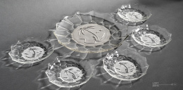 Dessert set palm tree hortensja GLASSWORKS