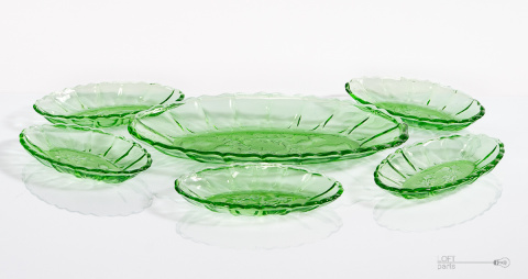 Green herring plates thistles Glassworks Ząbkowice