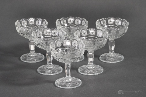 SET OF CUPS DAISIES GLASSWORKS ZĄBKOWICE