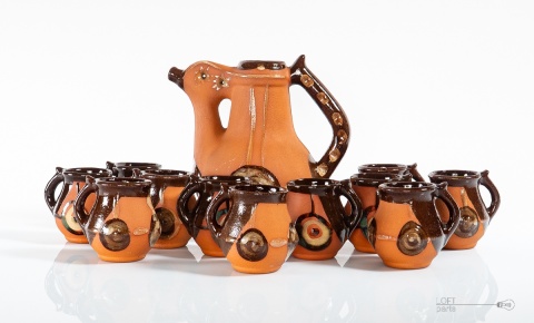 gliniany zestaw do wina