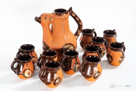 gliniany komplet do wina