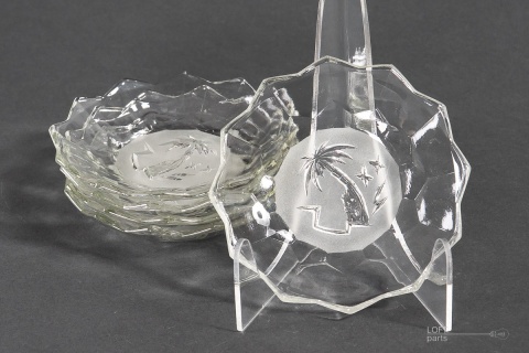 Plates with palm tree Glassworks Hortensja