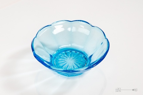 Glass turquoise salad bowl