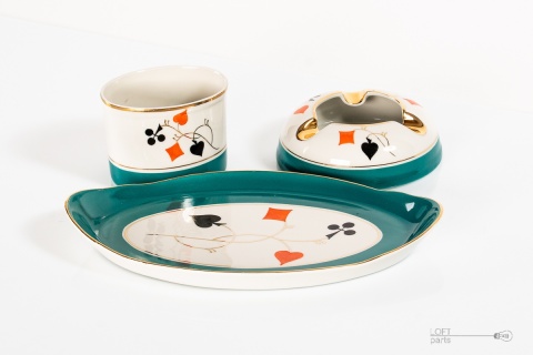 Bridge Smoker Set Porcelain Moths