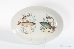 platter fish porcelain ćmielów