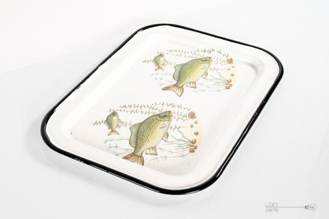 emaliowana tacka prl